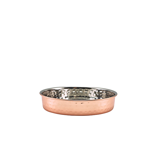 Presentation plate, hammered staineless steel, copper-colored - 15x3cm