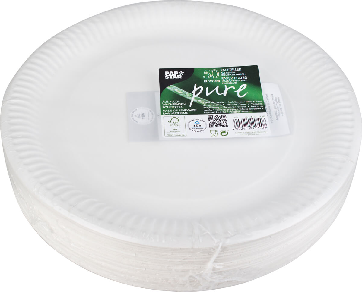 Paper plates white, Ø 29cm, 50 pieces