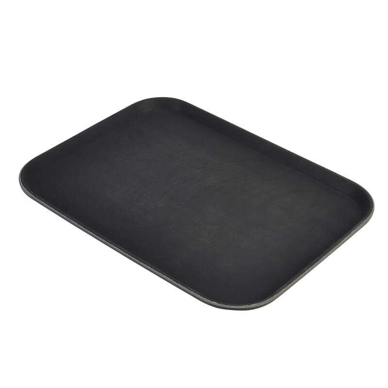 Rectangular serving tray, polypropylene non-slip, black - 45,7x66cm