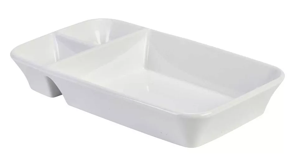 Rectangular divided dish, porcelain, white (1 pc.) Rectangular divided dish, porcelain, white (1 pc.)