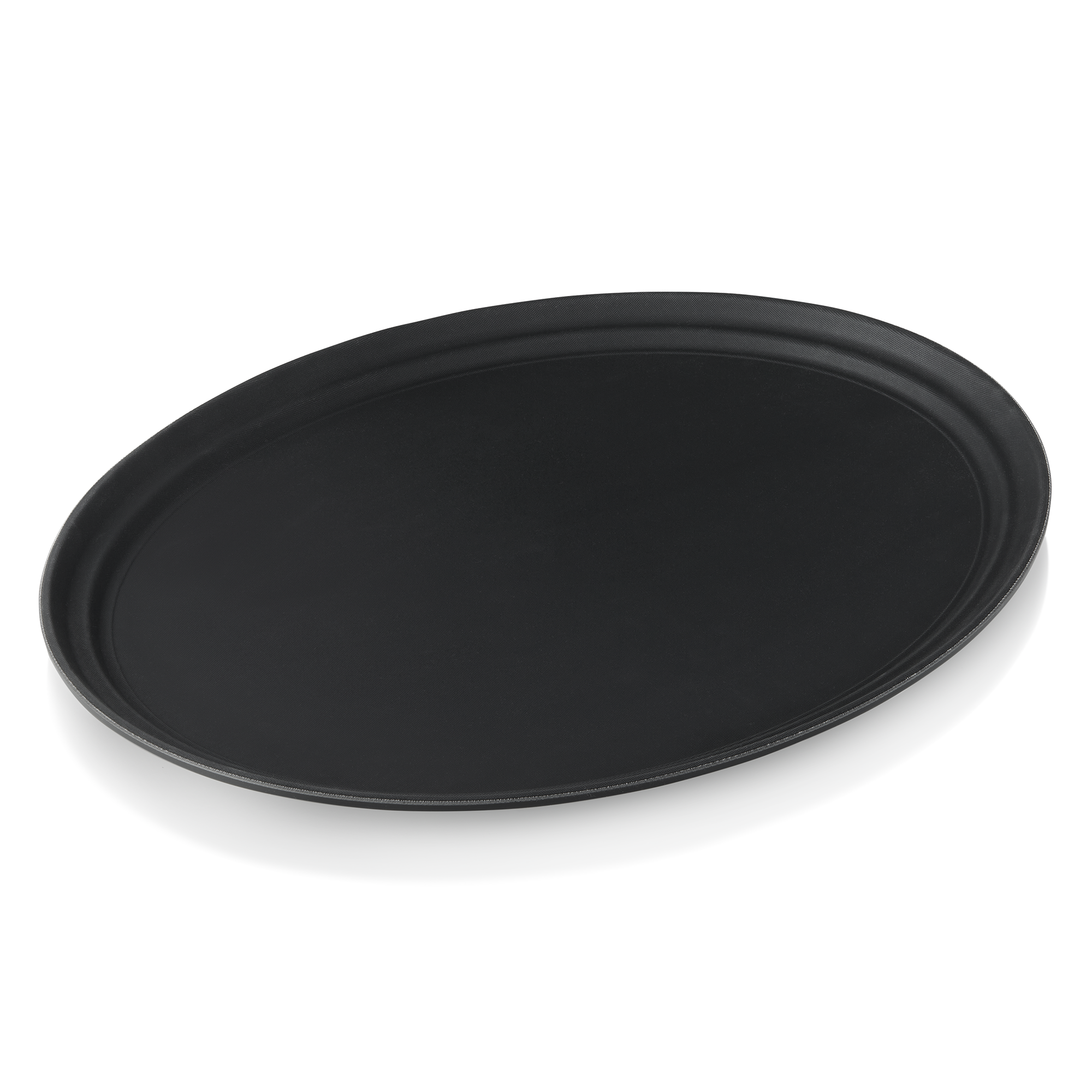 Oval tray, non-slip, black polypropylene - 63x52x3cm Oval tray, non-slip, black polypropylene - 63x52x3cm