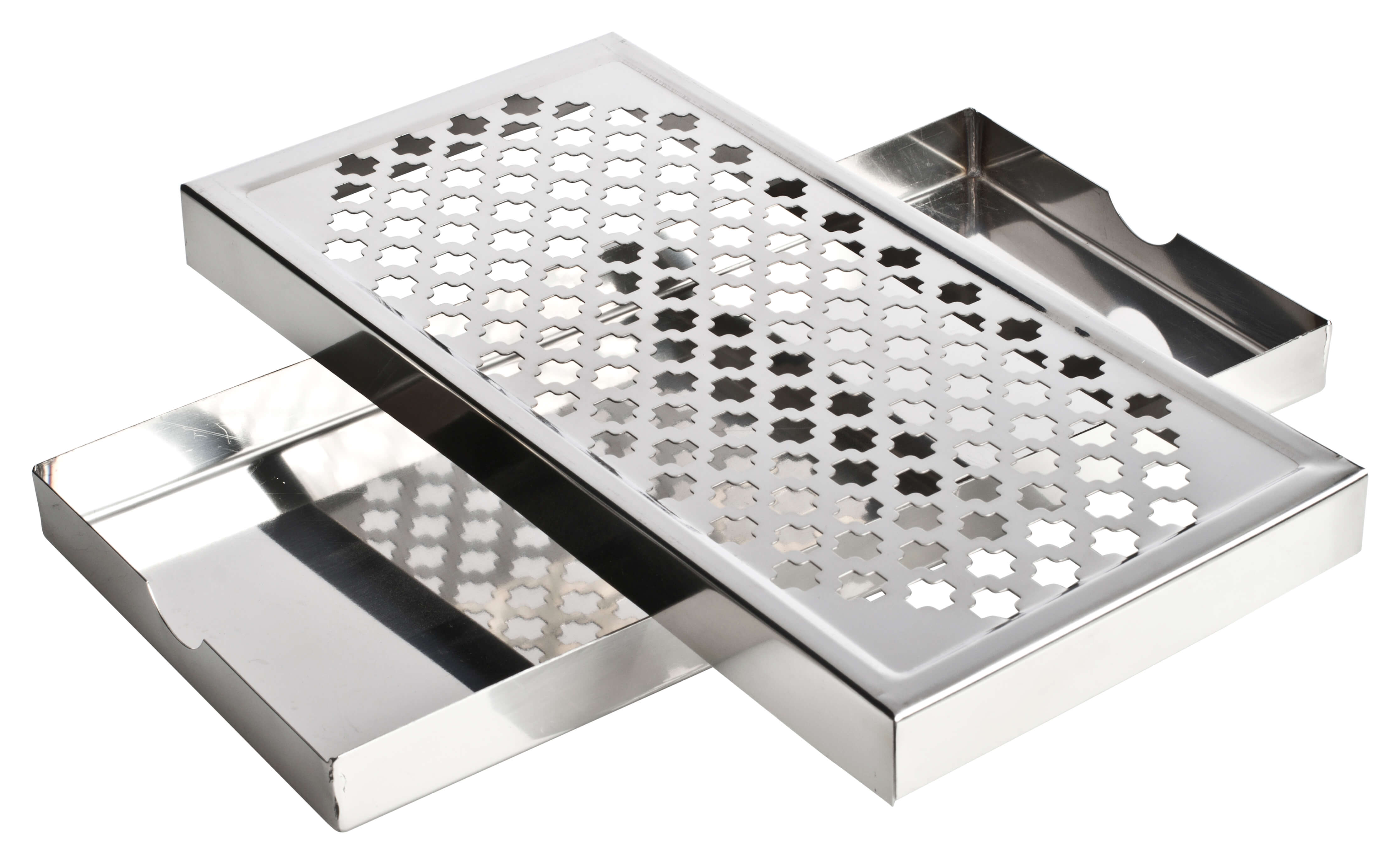 Drip Tray, rectangular, cross pattern - stainless steel