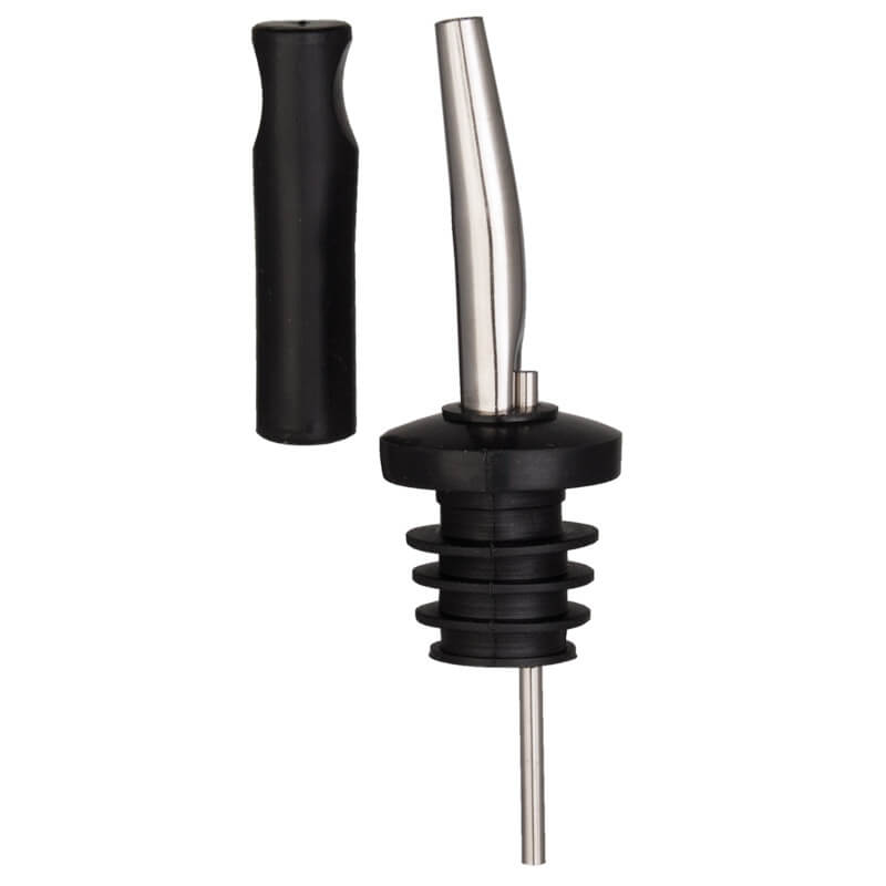 Pourer + dust cap, black - stainless steel (6 pcs.)