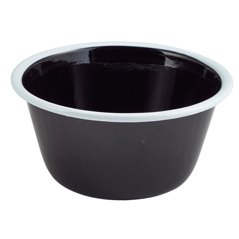 Enamel ramekin, black with white rim - 500ml (12 pcs.) Enamel ramekin, black with white rim - 500ml (12 pcs.)