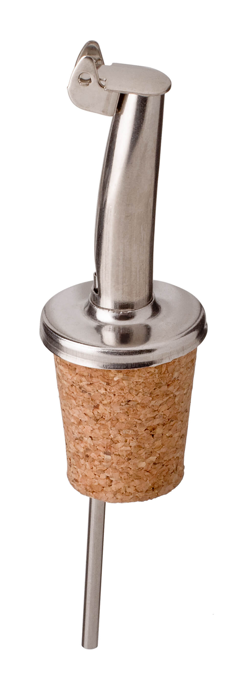 Pourer with cap - metal, natural cork (very slow)