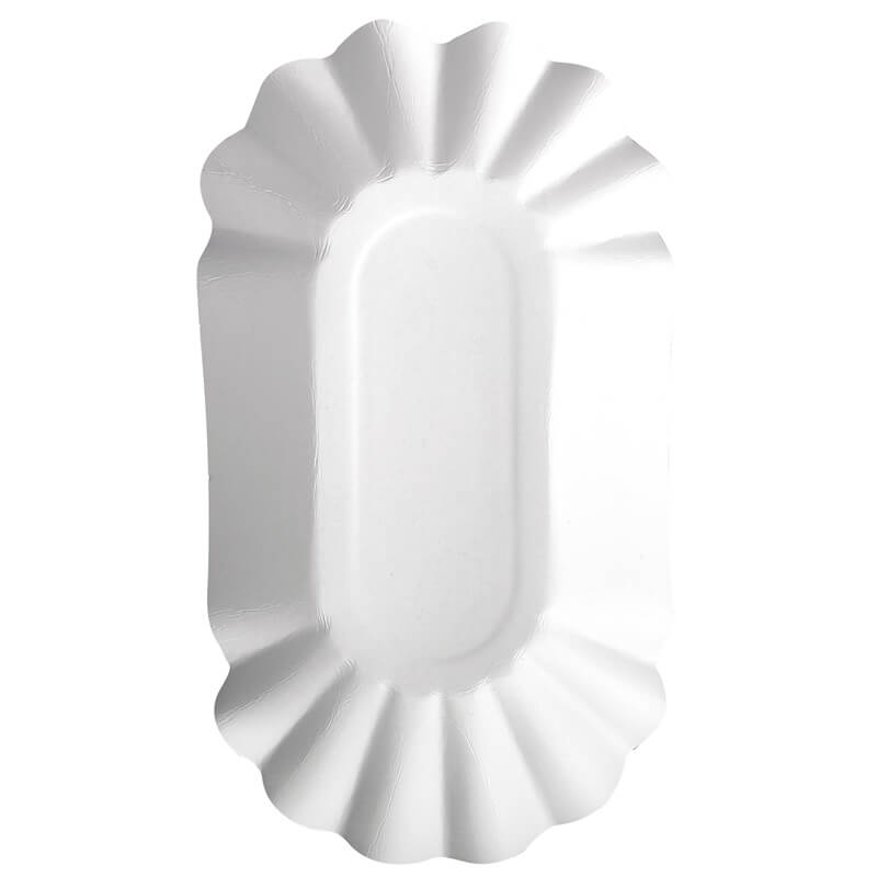 Cardboard tray oval, pure white - 10,5x20,0x3,5cm (1000 pcs.) Cardboard tray oval, pure white - 10,5x20,0x3,5cm (1000 pcs.)