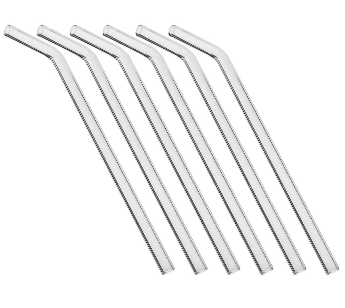 Glass drinking straws, bent, 230x10mm (6 pcs. + cleaning brush)