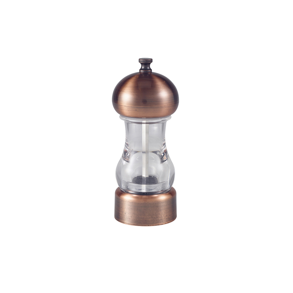 Salt/pepper mill, transparent, antique copper colored - 14cm Salt/pepper mill, transparent, antique copper colored - 14cm