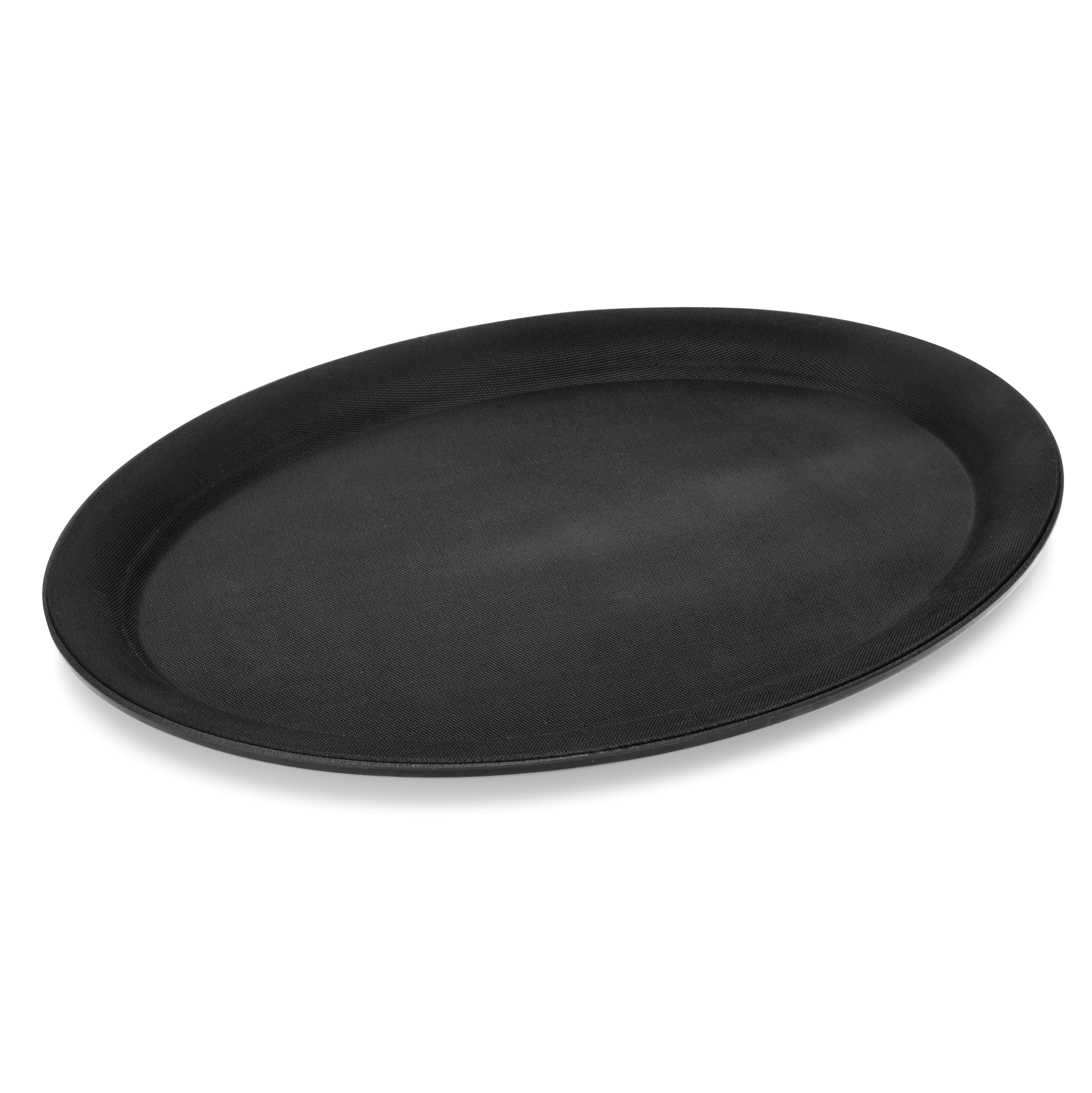 Oval tray, non-slip, black polypropylene - 26.5x19cm