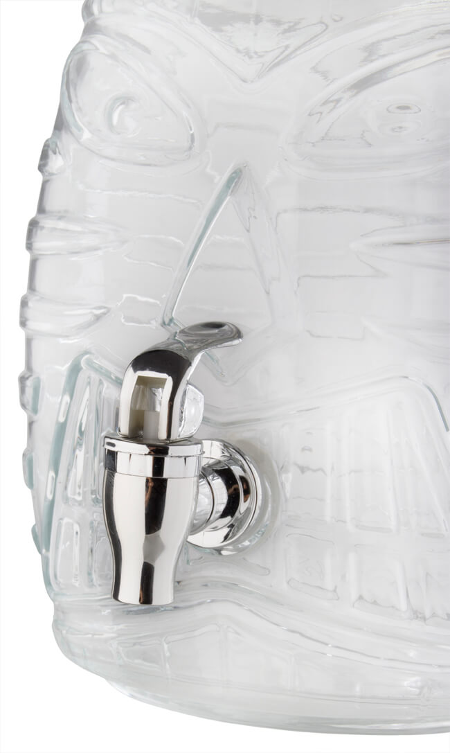 Drink dispenser Tiki, glass, with tap and lid - 5,0l