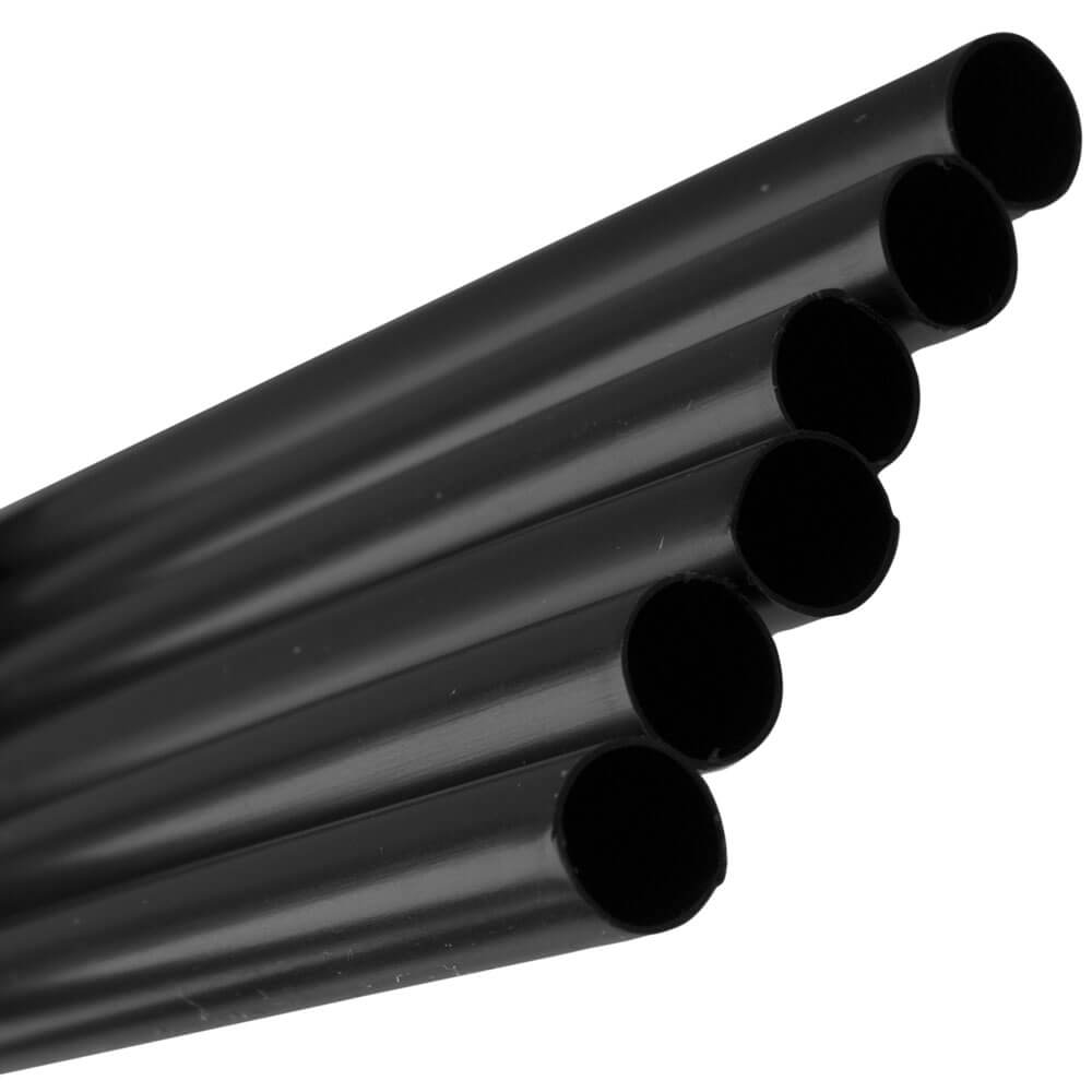 Drinking straws, plastic re-usable (7x150mm) - black (135 pcs.)