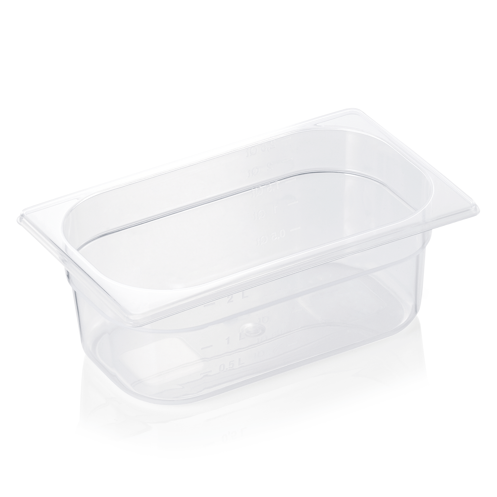 GN 1/4 container with scale, polypropylene - H 10cm (GN 84 series) GN 1/4 container with scale, polypropylene - H 10cm (GN 84 series)