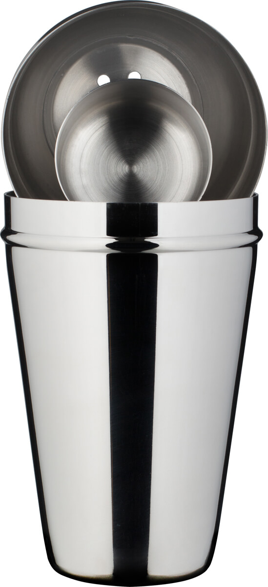 Cocktail shaker, BAR AID, polished stainless steel, tripartite (500ml)