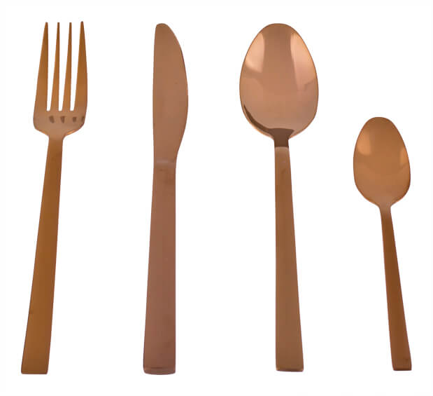 Cutlery Set, stainless steel, copper-colored - 16 pieces