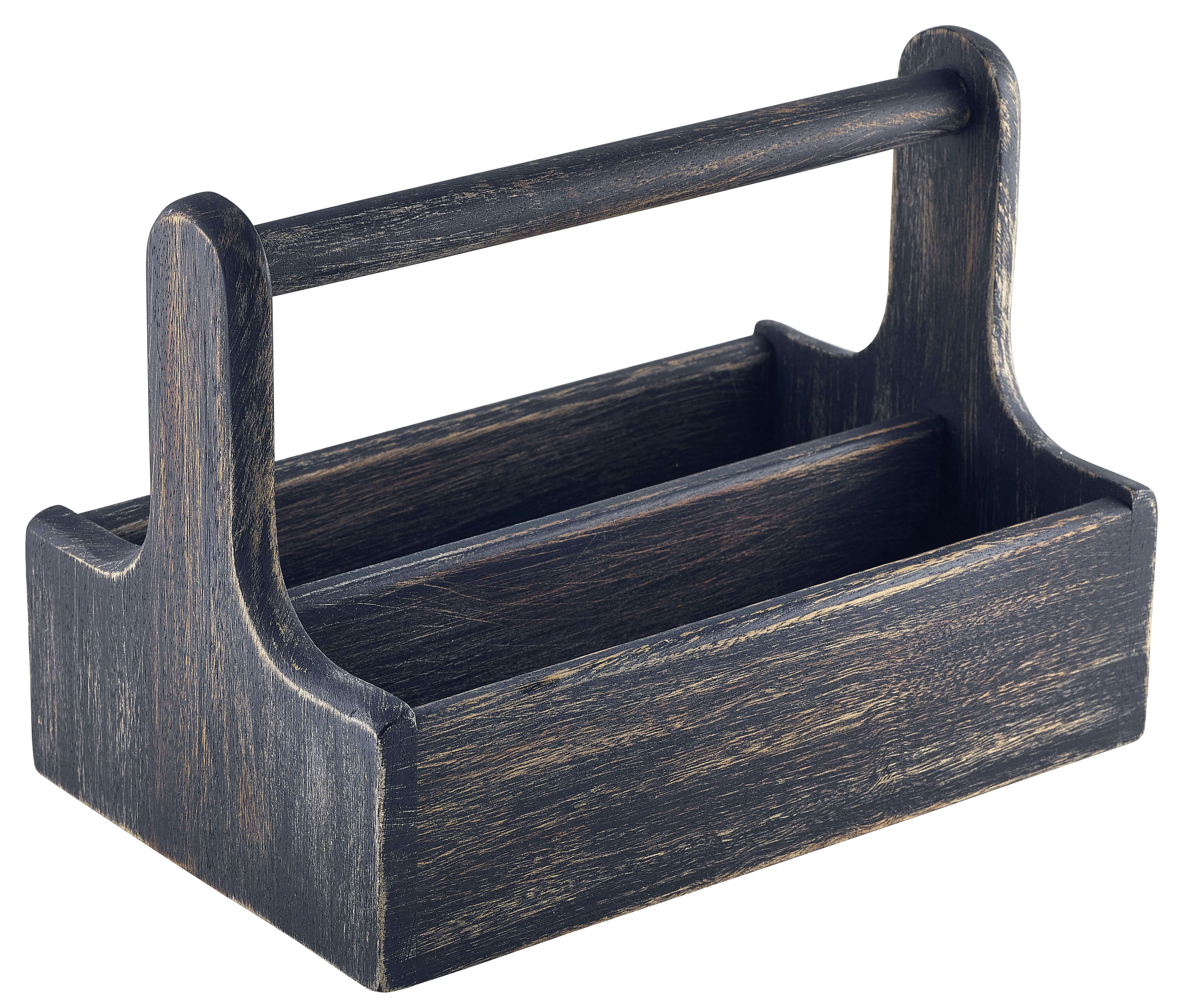Table Caddy / Bar Organizer, wood, black - 25x15,7x18cm