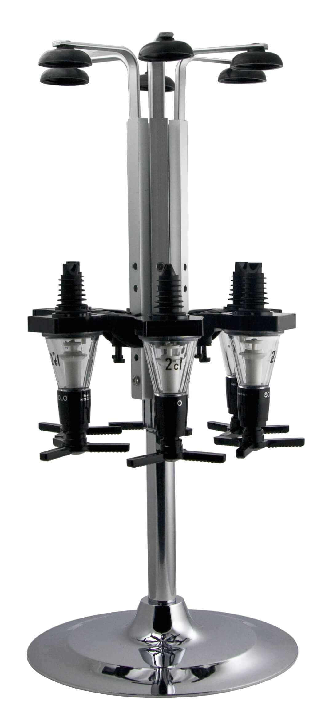 Rotary 6 Bottle Stand - incl. 6x 2cl measure pourer (0,7l-1,0l)