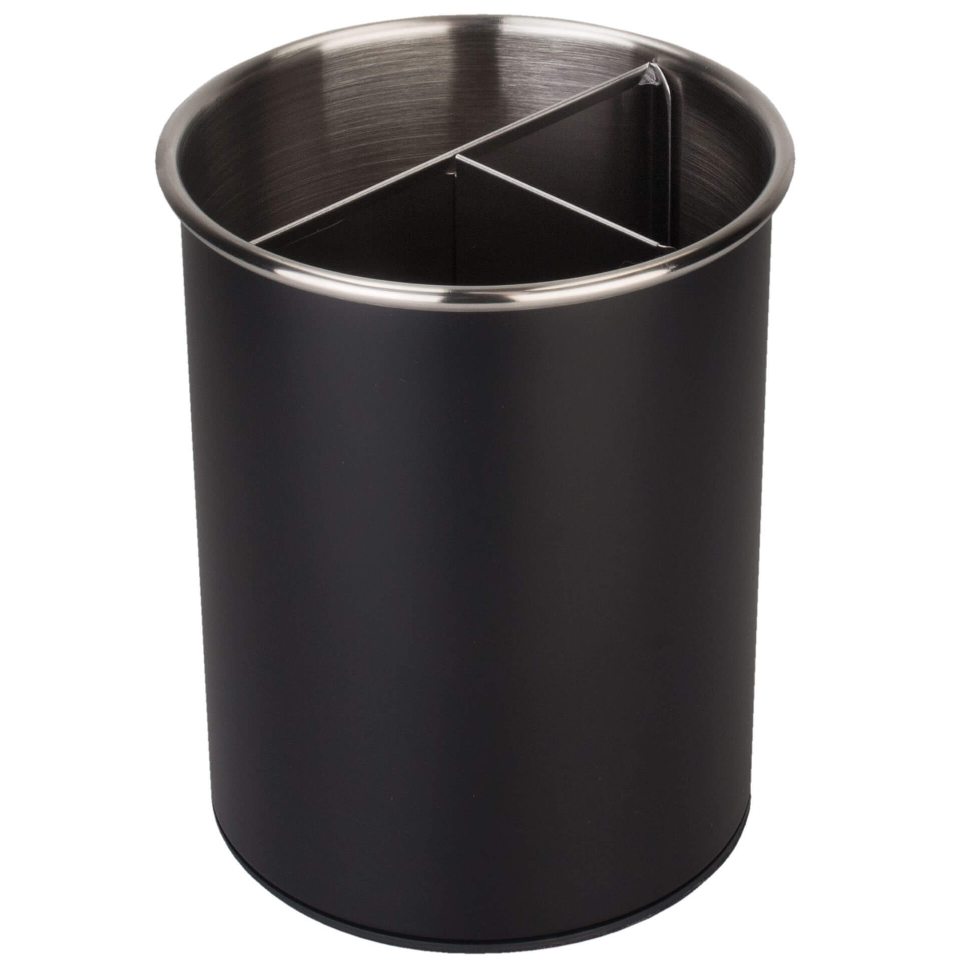 Cutlery Holder, Stainless Steel, 3 Compartments, Rotating - Black