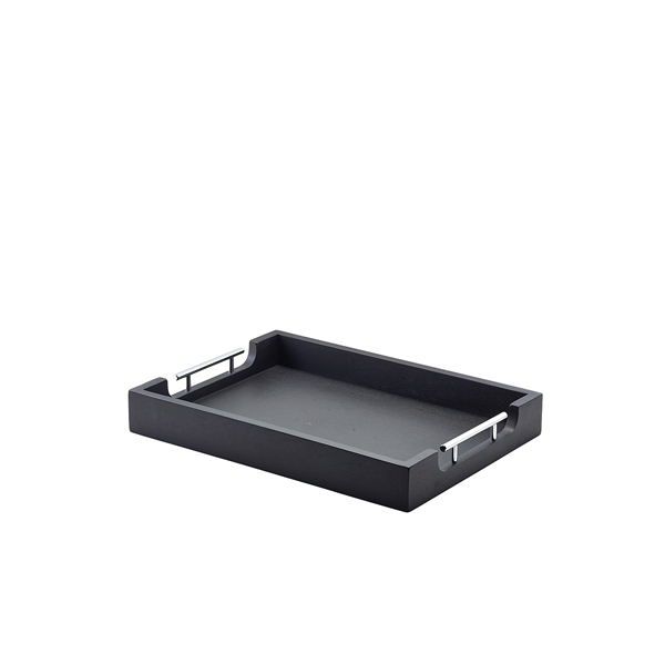Butlers tray with metal handles, acacia wood black - 45x33x6cm Butlers tray with metal handles, acacia wood black - 45x33x6cm