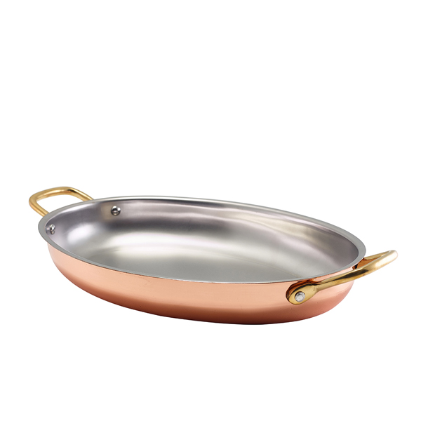 Oval bowl with handles, stainless steel copper-colored - 30x21cm (3 pcs.)