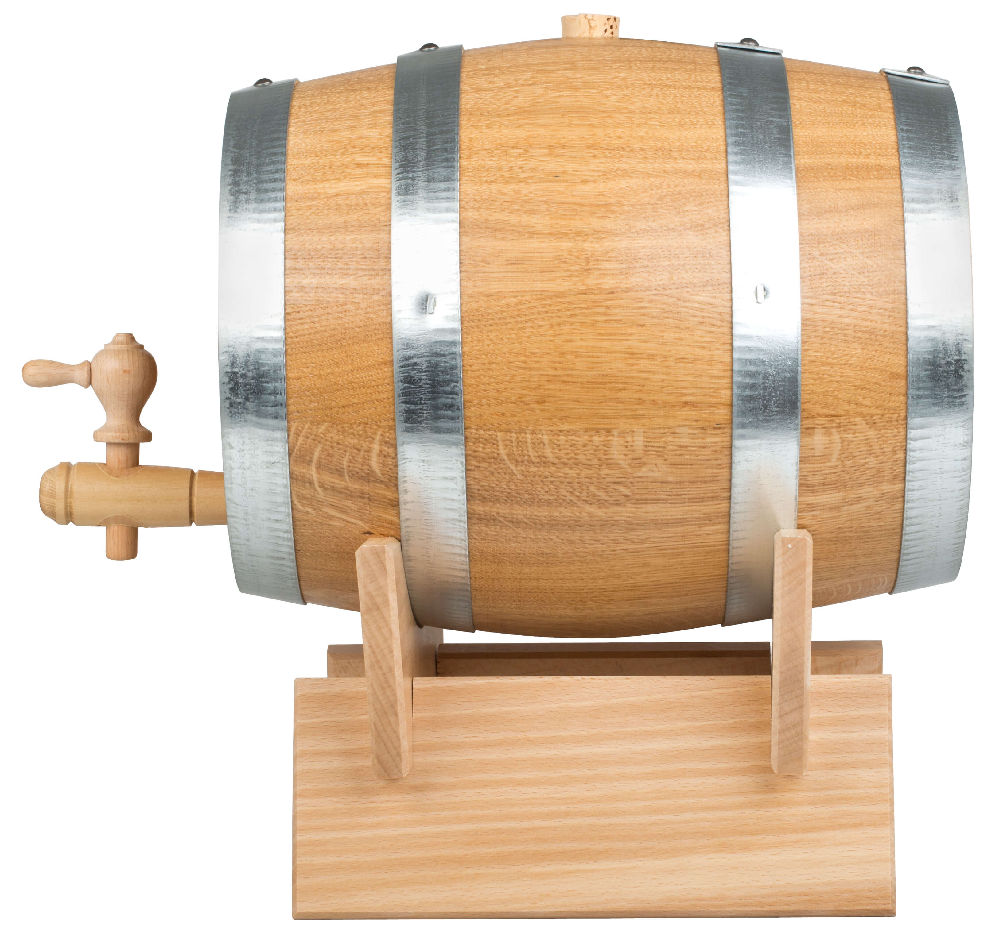 Destillate oak barrel, with galvanised collars, 5l