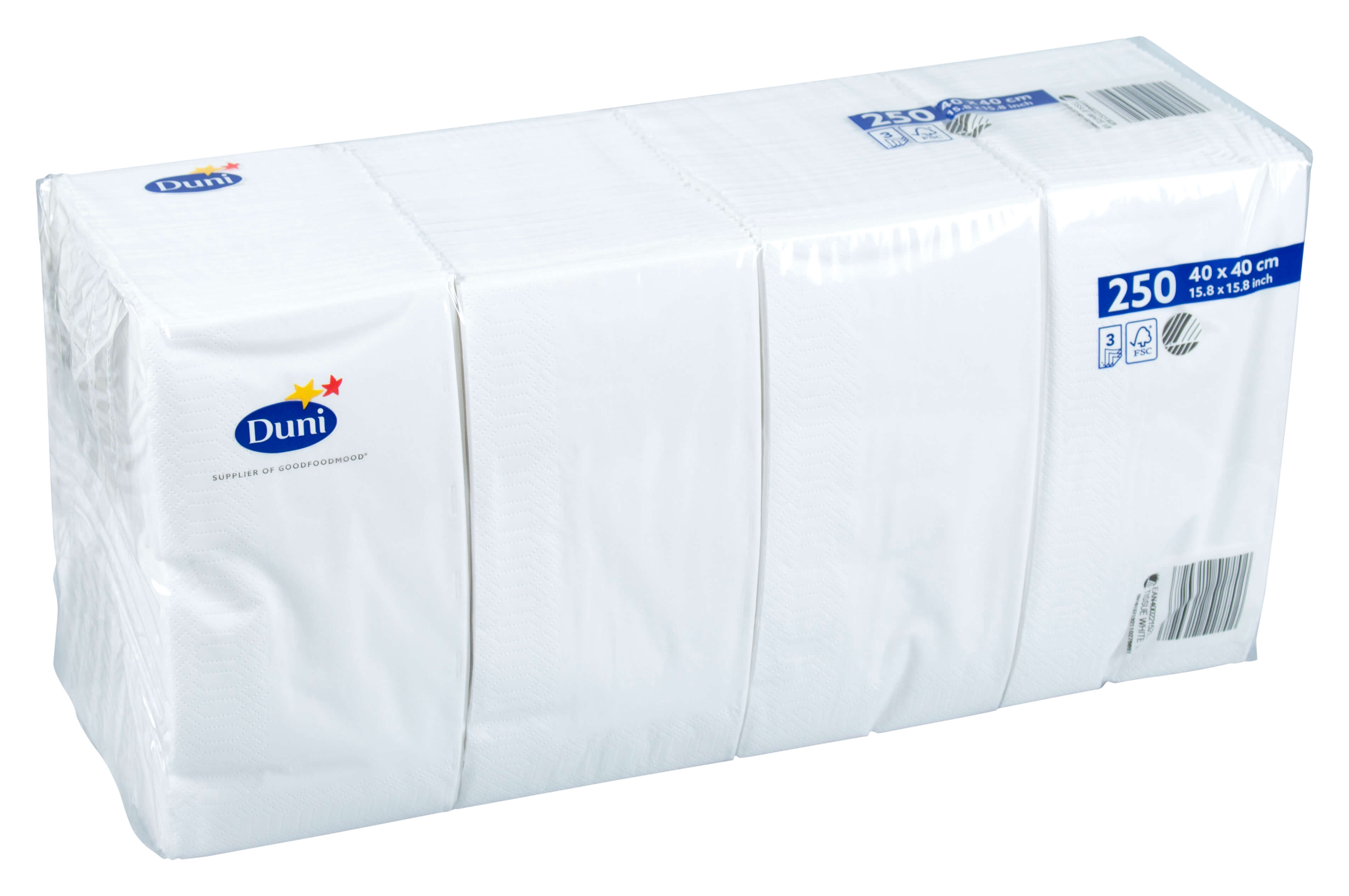 Cellulose napkins Duni, 40x40cm, 1/8 fold, 3-plies - white (1000 pcs.)
