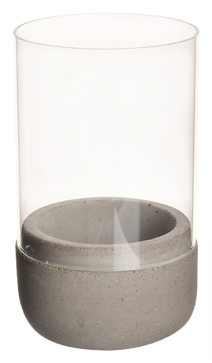 Wind light / tealight holder - concrete and glass