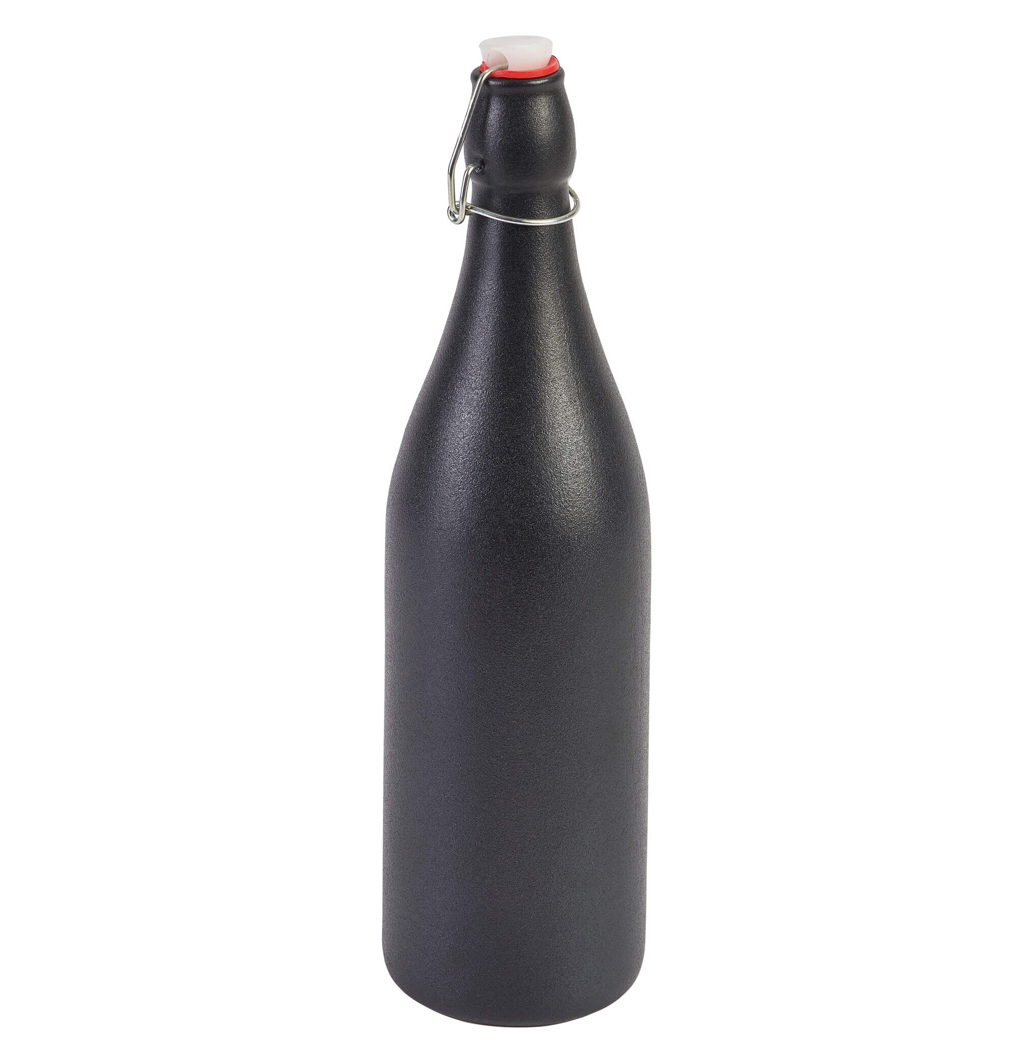 Stoneware swing bottle, black - 1,0l (6 pcs.)