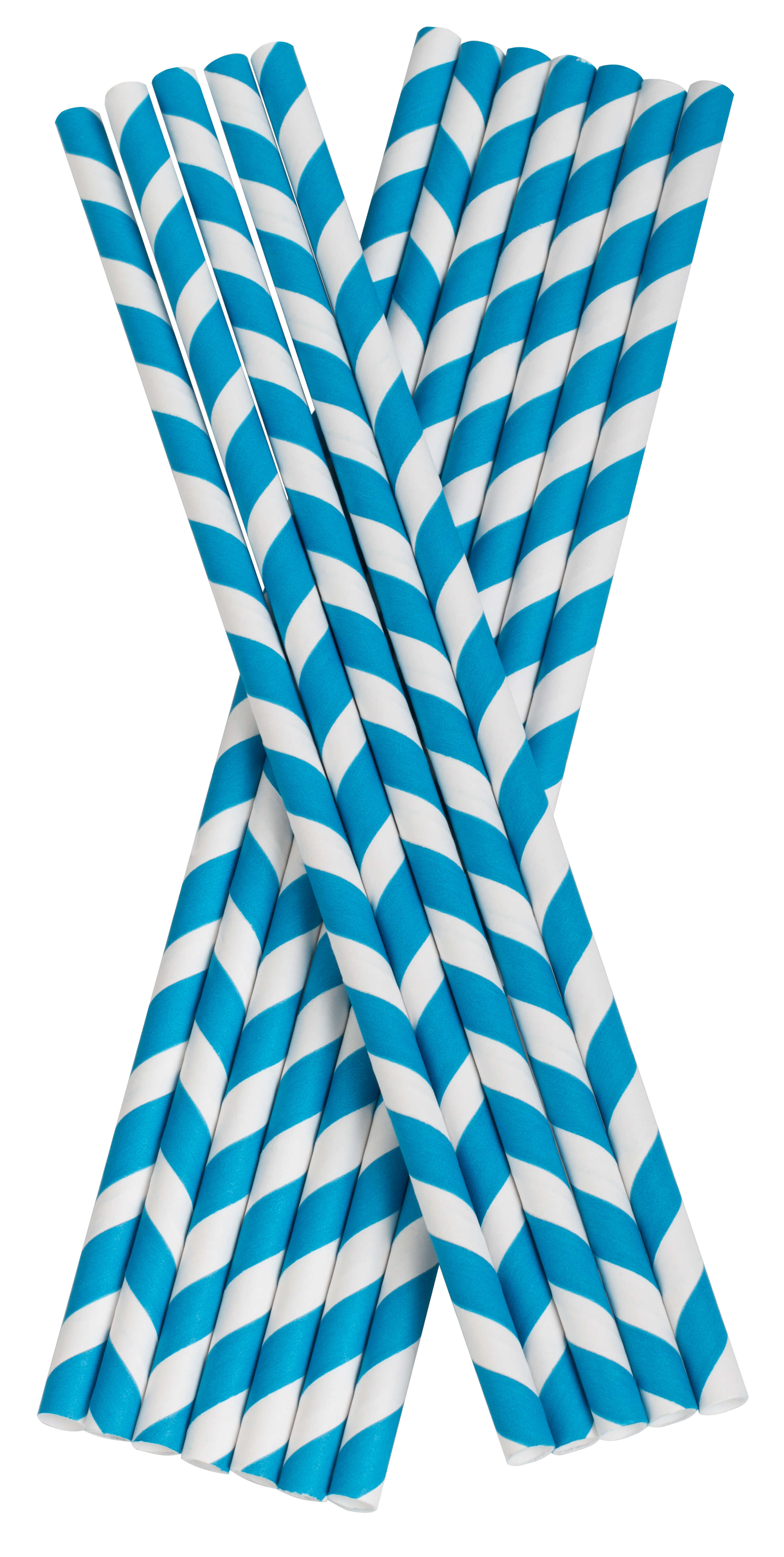 Drinking Straws, Paper (8x255mm) - blue white striped