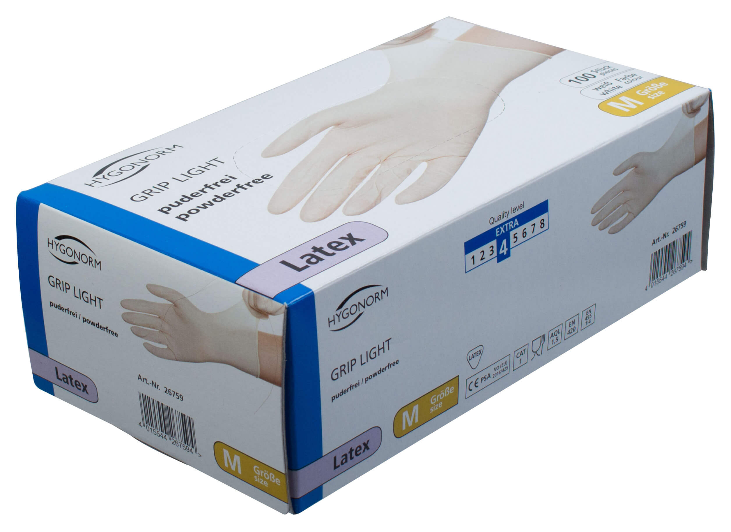 Latex gloves white, powder-free - M (100 pcs.)