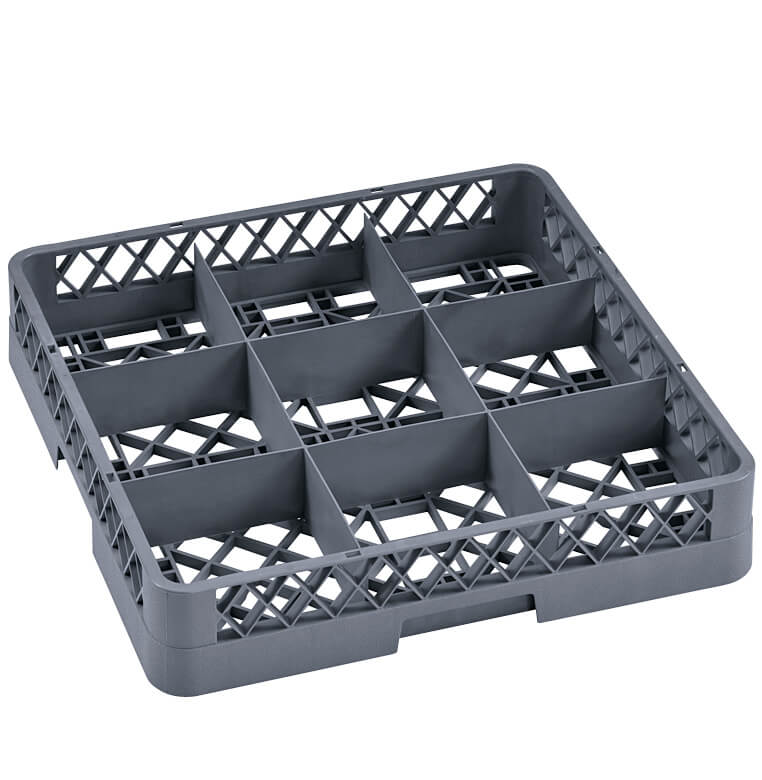 Glass rack base 9 divisions, gray (Rack 98) - 50x50x10cm