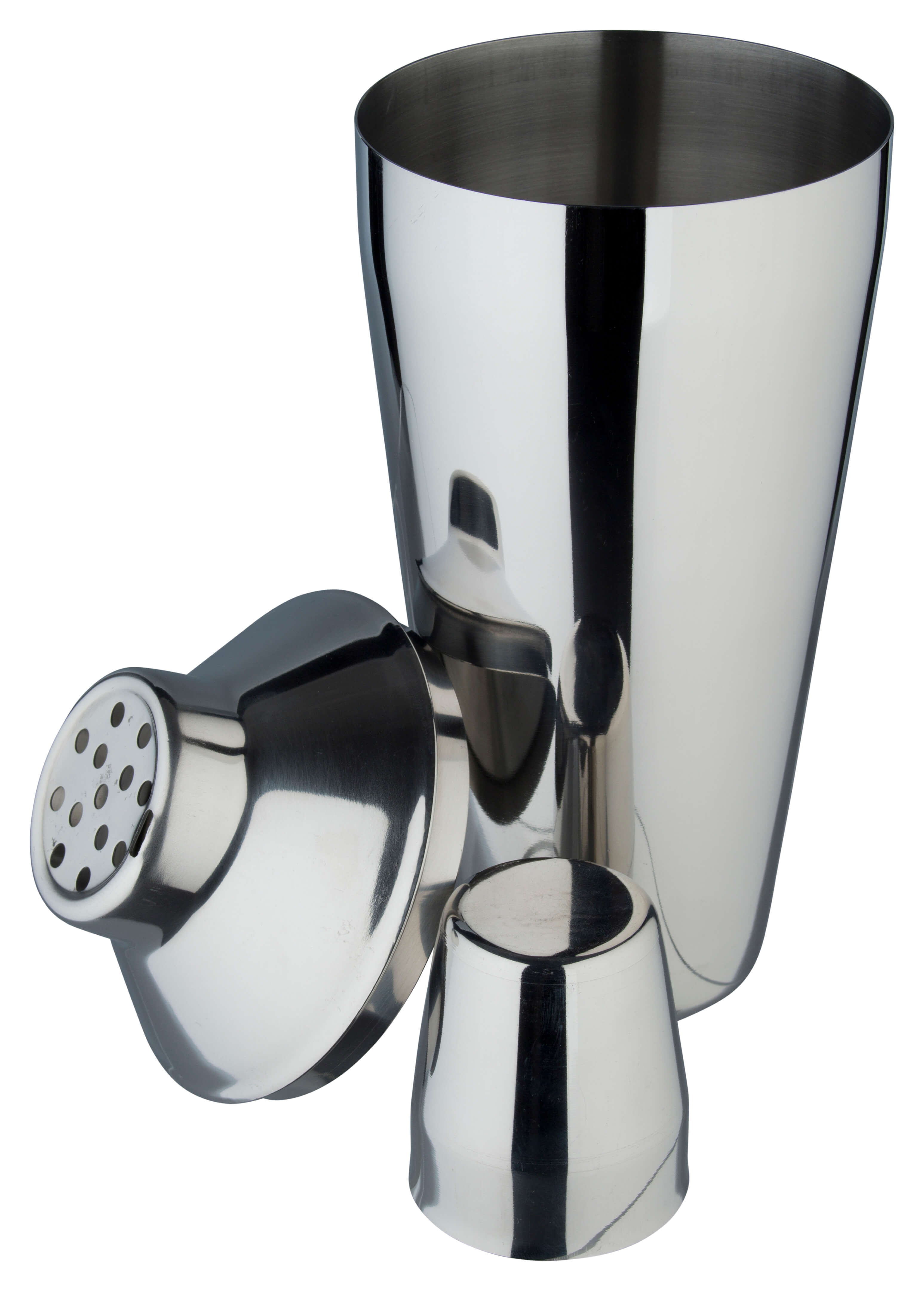 Cocktail shaker, stainless steel, tripartite, polished (750ml)