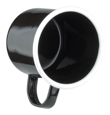 Enamel mug, black, with handle - 360ml