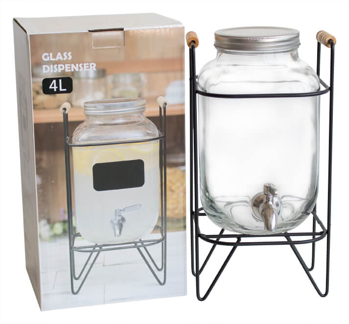 Glass dispenser with mount, Prime Bar - 4l