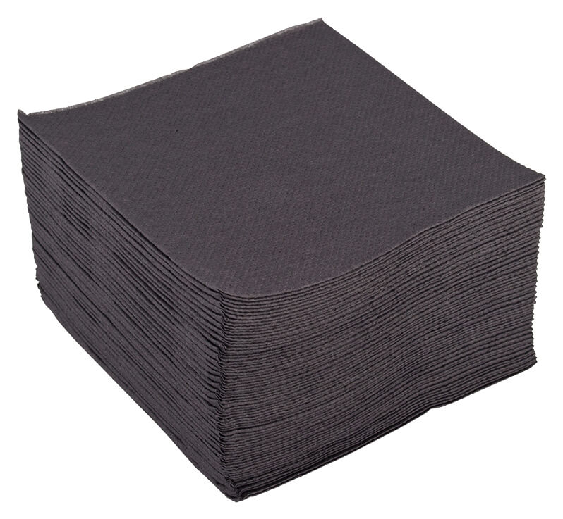 Cocktail napkins, 20x20cm, 1/4 fold, 2-layers - black (125 pcs.)