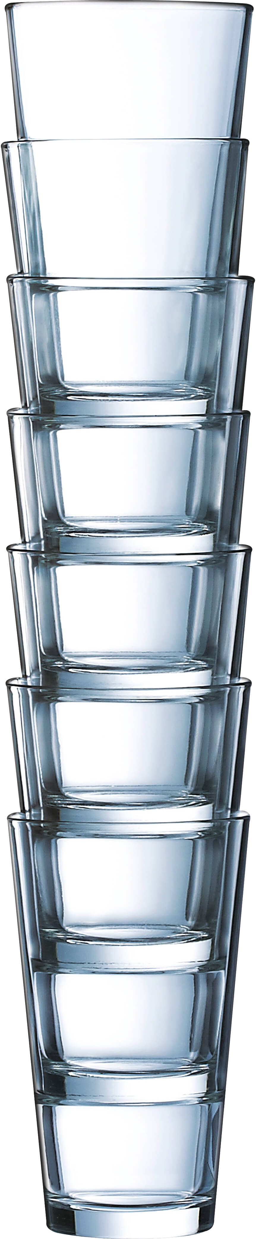 6 Longdrinkglasses, StackUp Arcoroc - 350ml (CM 0,25l)