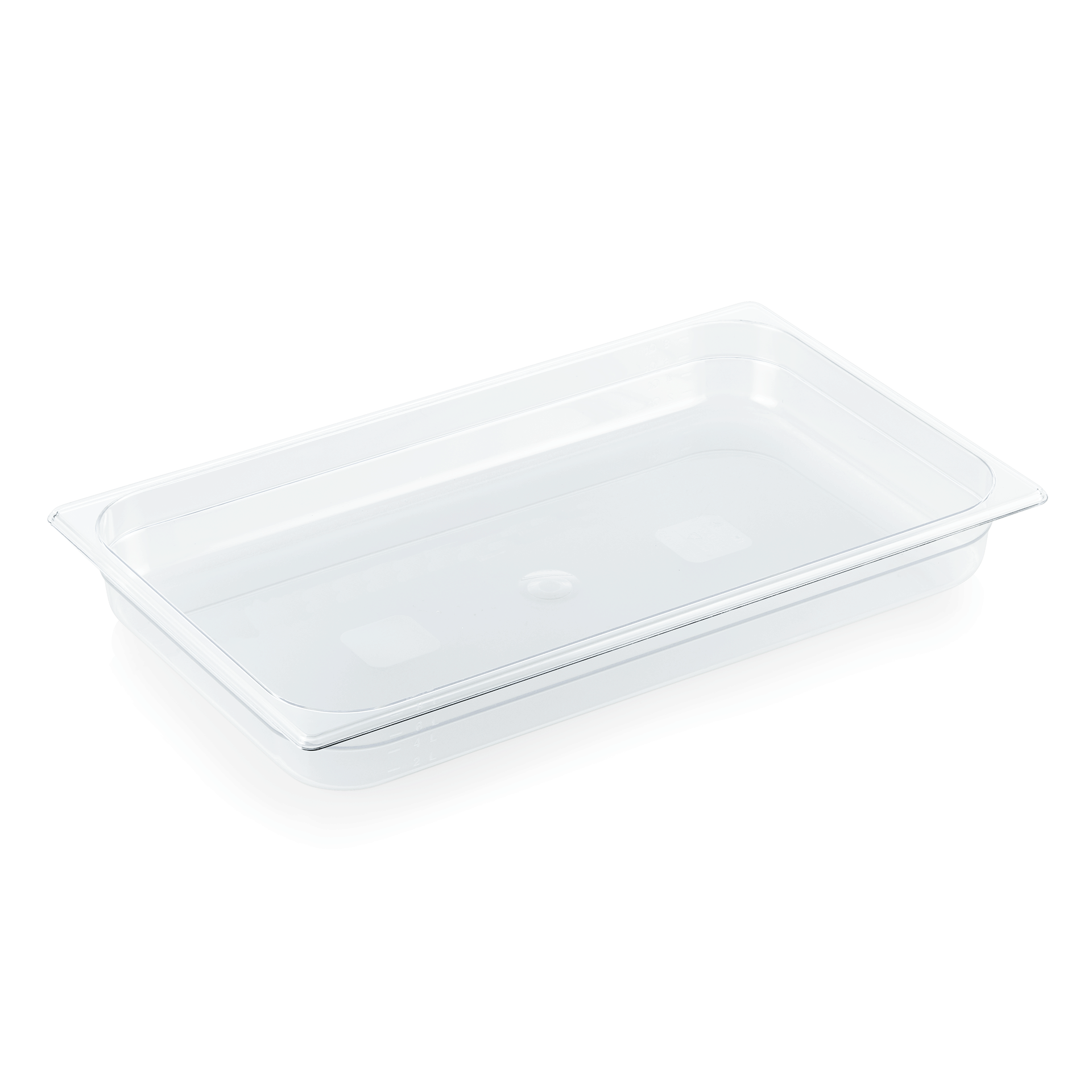 GN 1/1 container with scale, polycarbonate transparent - H 6,5cm (GN 94 series)