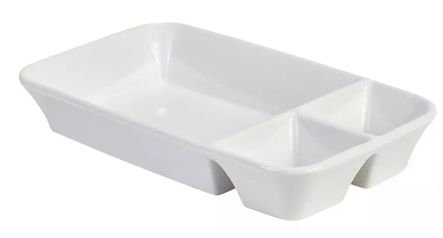 Rectangular divided dish, porcelain, white (1 pc.) Rectangular divided dish, porcelain, white (1 pc.)