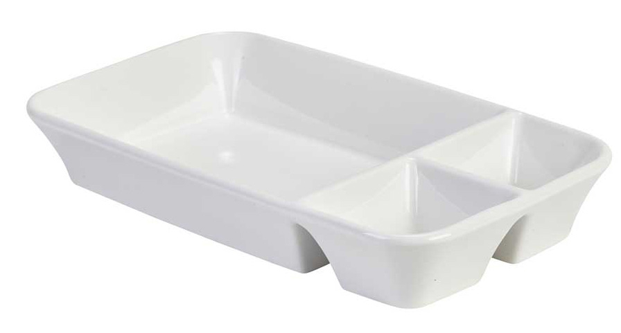 Rectangular divided dish, porcelain, white (4 pcs.)