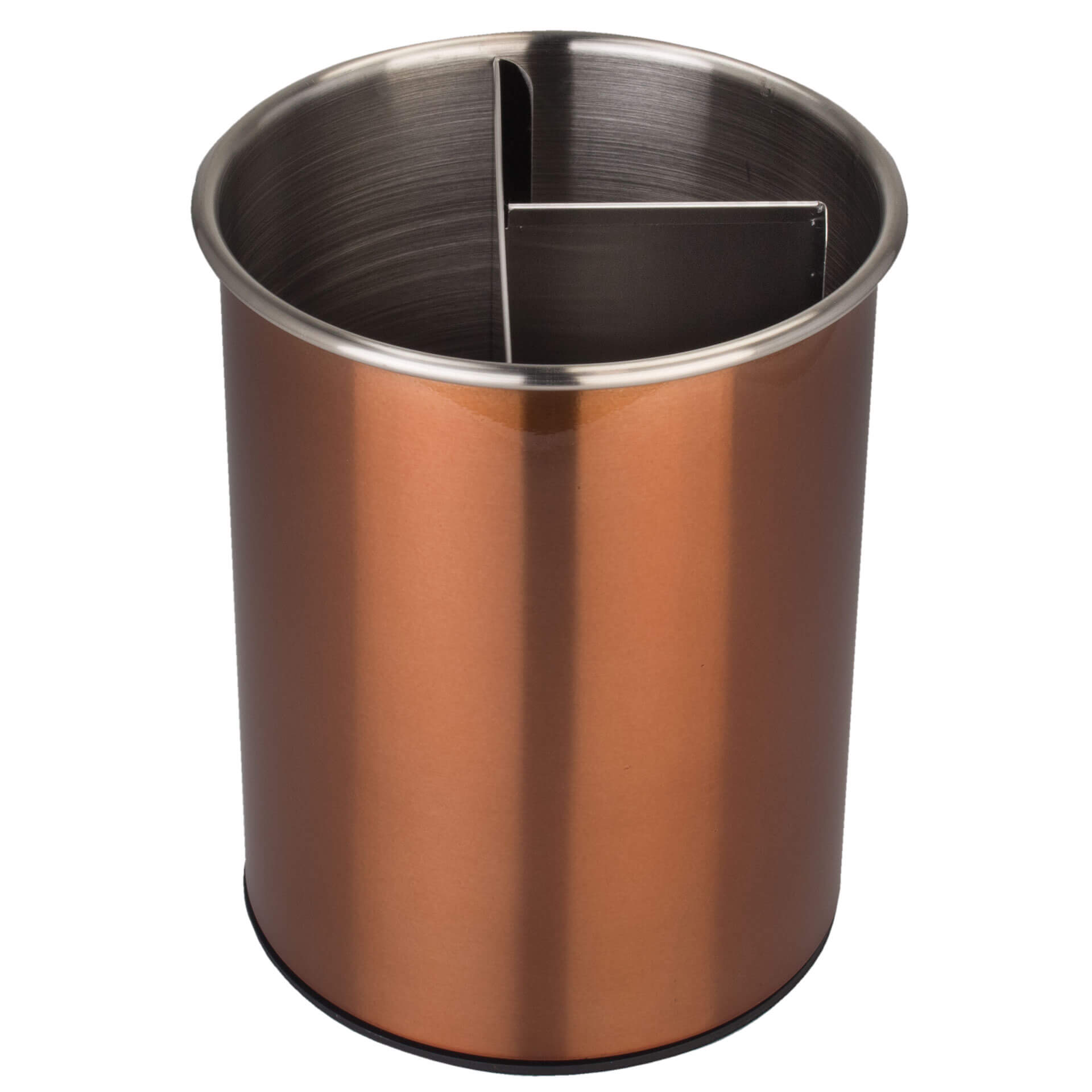 Cutlery Holder, Stainless Steel, 3 Compartments, Rotating - copper-colored