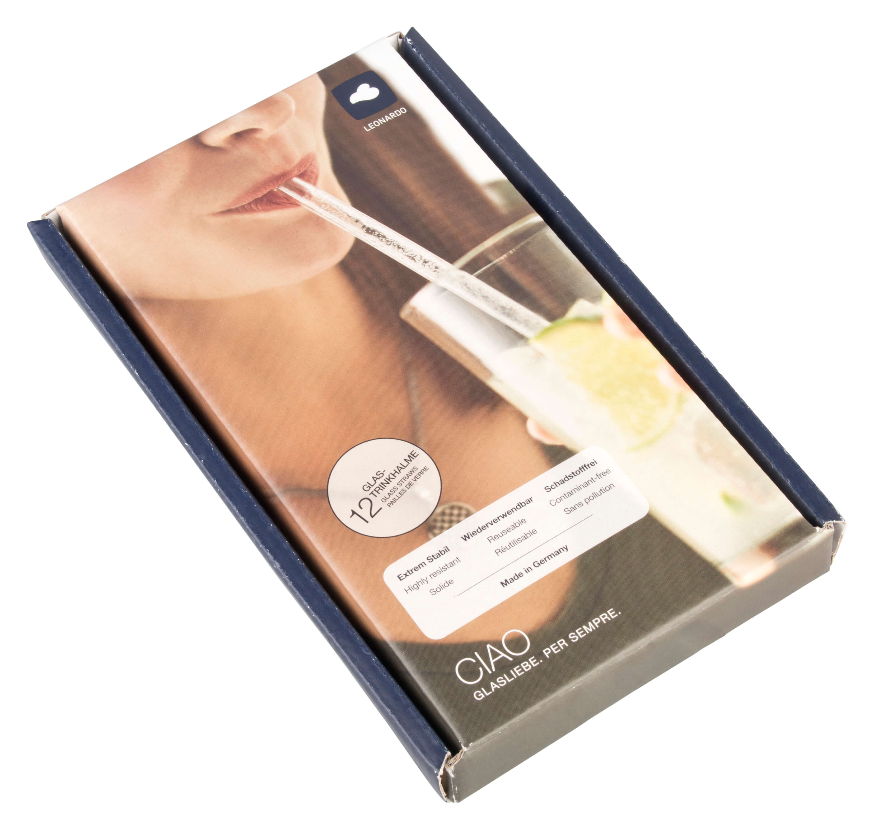 Glass drinking straws, Leonardo - 20cm (12 pcs.)