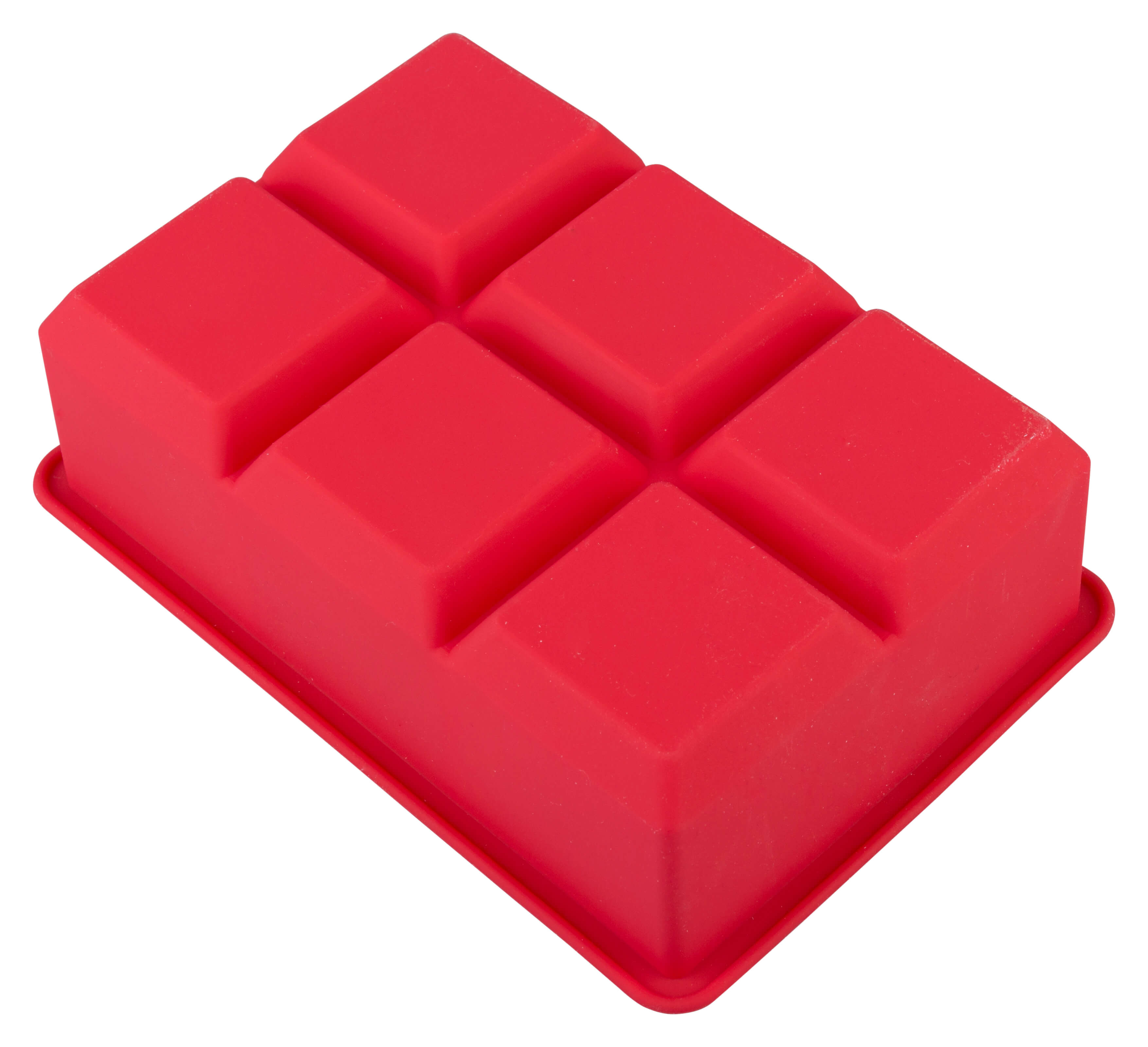 Ice tray 6 cubes, silicone, red - 4,5cm
