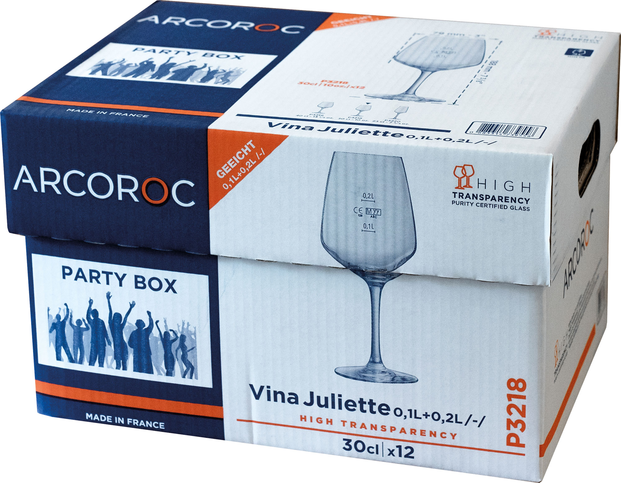 Wine glass Vina Juliette, Arcoroc - 300ml, 0,1+0,2l CM (1 pc.)