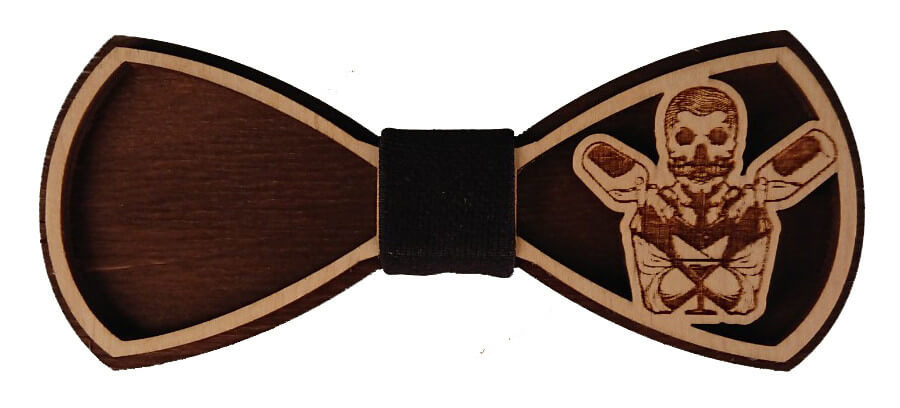 Wooden bow tie, Bartender Skull - 12cm