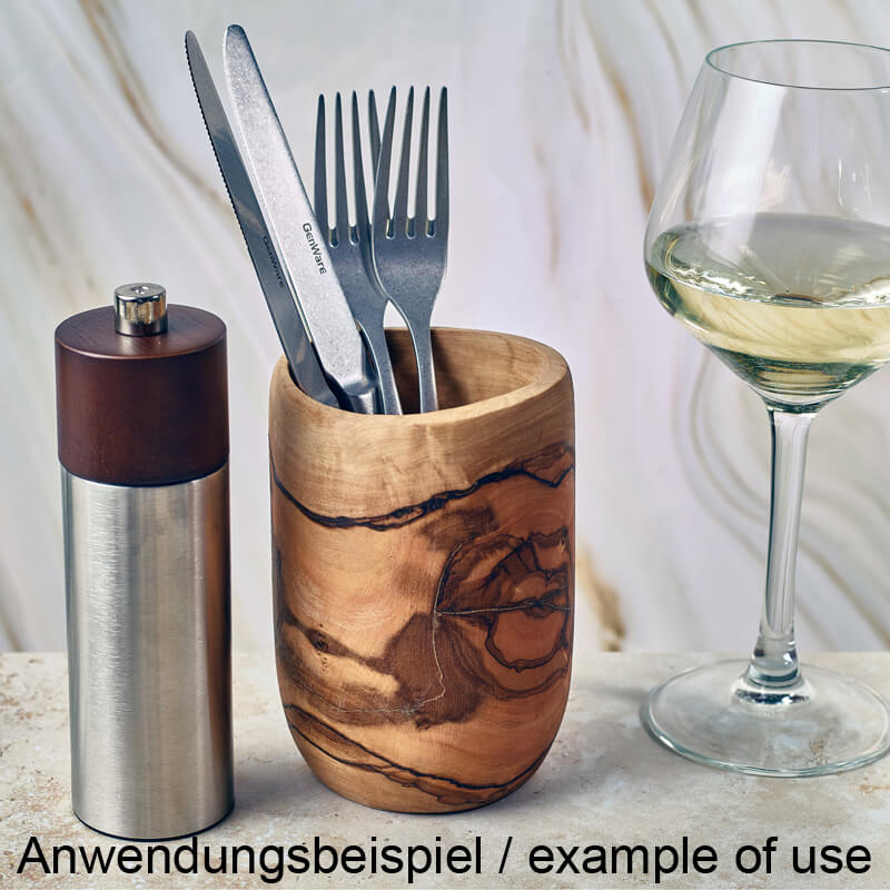Olive Wood Cutlery Holder - 8x13cm Olive Wood Cutlery Holder - 8x13cm