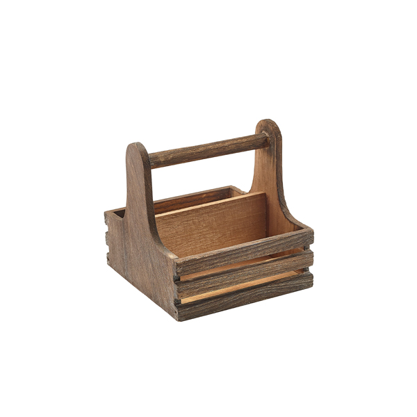 Rustic wooden table caddy - 15x15,3x15cm Rustic wooden table caddy - 15x15,3x15cm