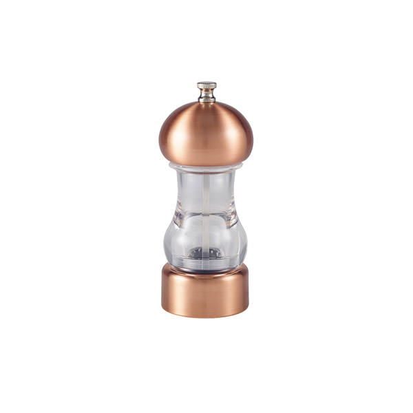 Salt/pepper mill, transparent, copper colored - 14cm Salt/pepper mill, transparent, copper colored - 14cm