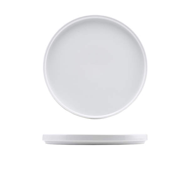 Presentation plate with low rim white porcelain – 25 cm (6 pcs.)