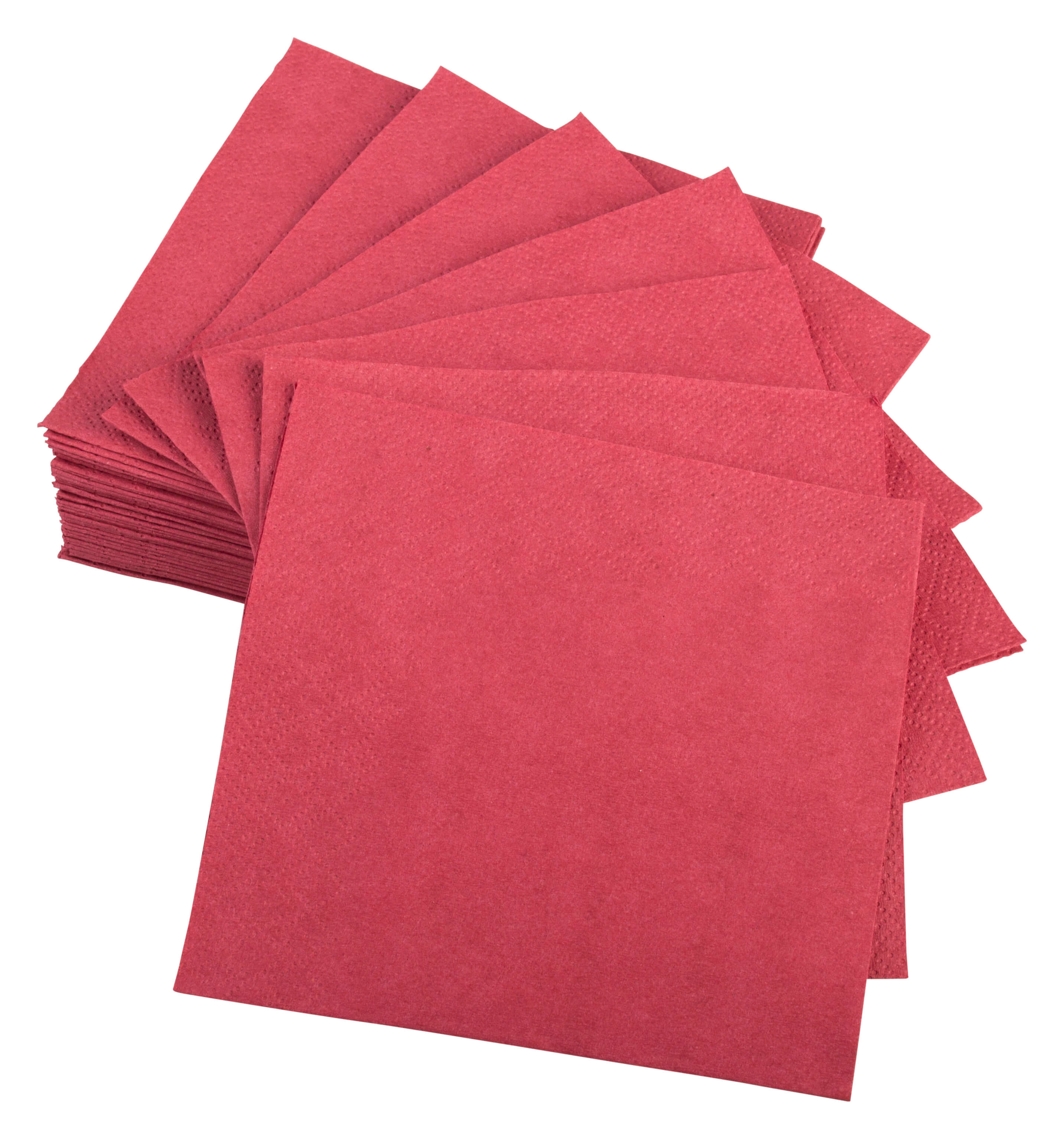 Cocktail napkins, 24x24cm, 1/4 fold, 2-layers - bordeaux (300 pcs.)