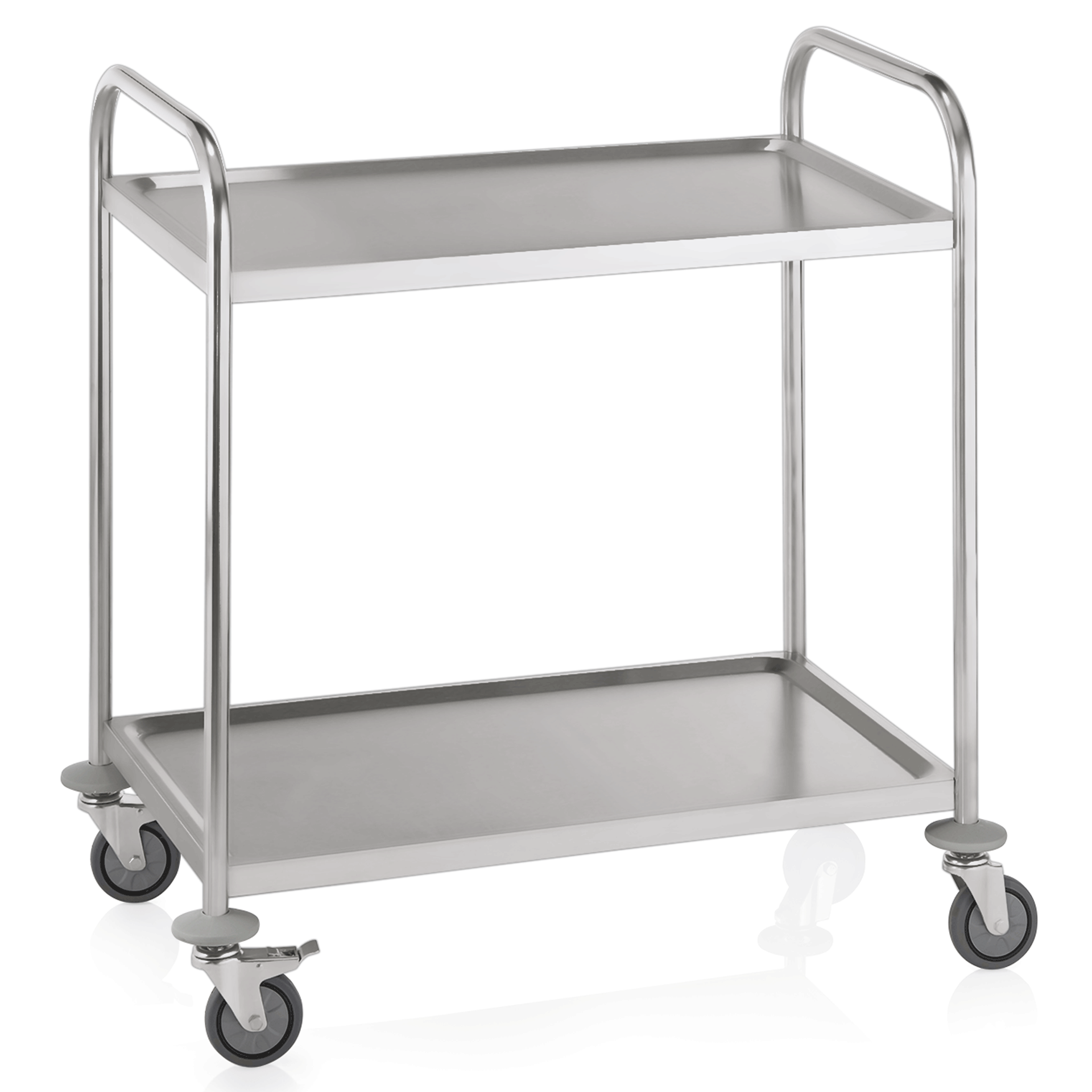 Serving trolley with 2 shelves - stainless steel (85x53x95cm) Serving trolley with 2 shelves - stainless steel (85x53x95cm)
