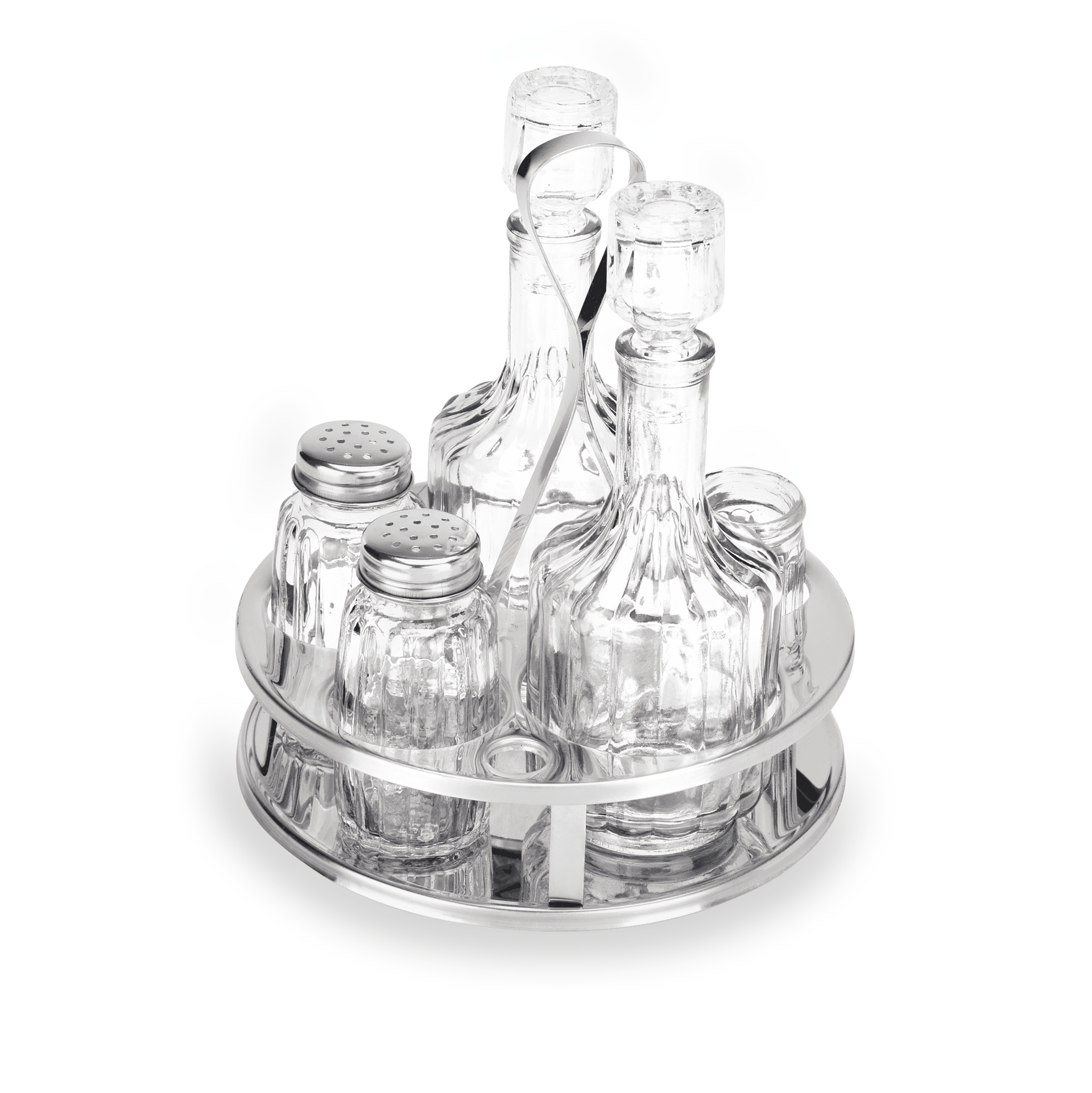 Cruet with containers for salt, pepper, vinegar, oil, toothpicks Cruet with containers for salt, pepper, vinegar, oil, toothpicks